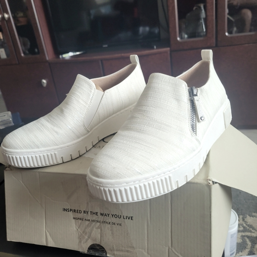 White Slip-On Ladies Shoes